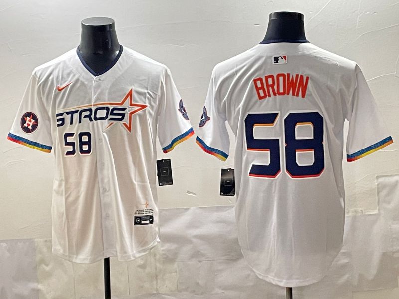 Men Houston Astros #58 Brown White Fourth generation Joint Name 2025 Nike MLB Jersey style 5->houston astros->MLB Jersey